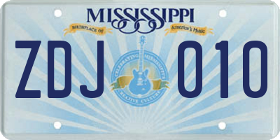 MS license plate ZDJ010