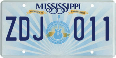 MS license plate ZDJ011