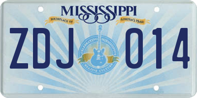 MS license plate ZDJ014