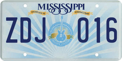 MS license plate ZDJ016