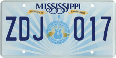 MS license plate ZDJ017