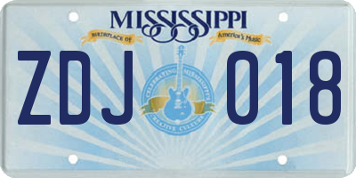 MS license plate ZDJ018