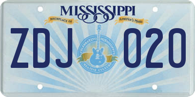 MS license plate ZDJ020