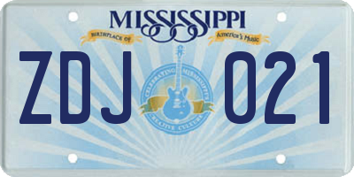 MS license plate ZDJ021