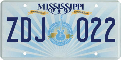 MS license plate ZDJ022