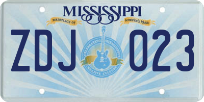 MS license plate ZDJ023