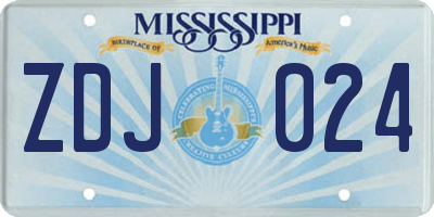 MS license plate ZDJ024