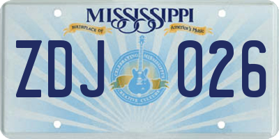 MS license plate ZDJ026