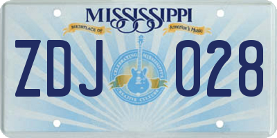 MS license plate ZDJ028