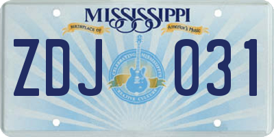 MS license plate ZDJ031