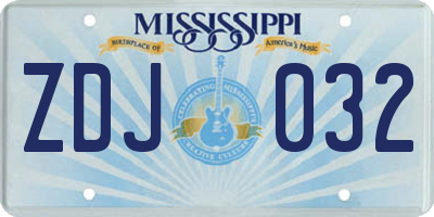 MS license plate ZDJ032