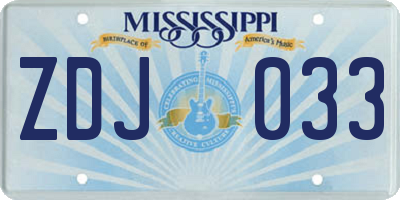 MS license plate ZDJ033
