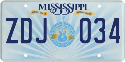 MS license plate ZDJ034