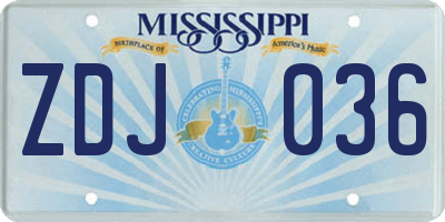 MS license plate ZDJ036