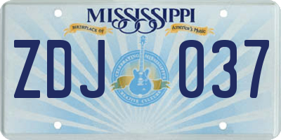 MS license plate ZDJ037