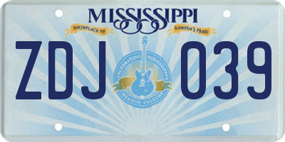 MS license plate ZDJ039