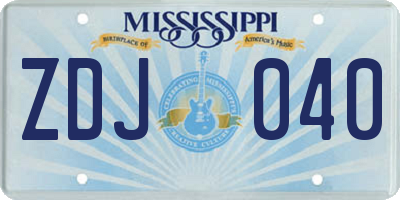 MS license plate ZDJ040