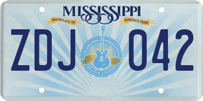 MS license plate ZDJ042