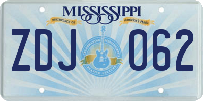 MS license plate ZDJ062