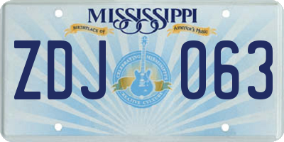 MS license plate ZDJ063
