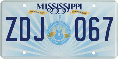 MS license plate ZDJ067