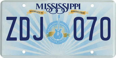 MS license plate ZDJ070