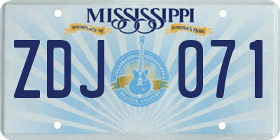 MS license plate ZDJ071