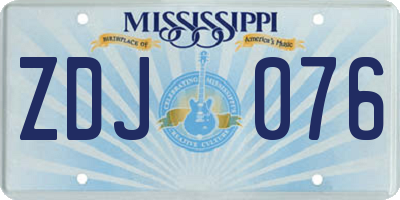 MS license plate ZDJ076