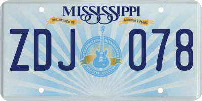MS license plate ZDJ078