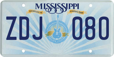 MS license plate ZDJ080