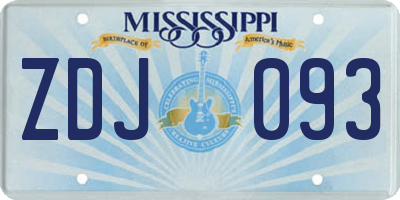 MS license plate ZDJ093