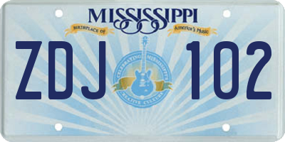 MS license plate ZDJ102