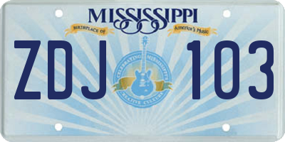 MS license plate ZDJ103
