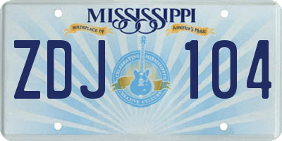 MS license plate ZDJ104