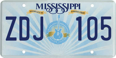 MS license plate ZDJ105