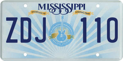MS license plate ZDJ110