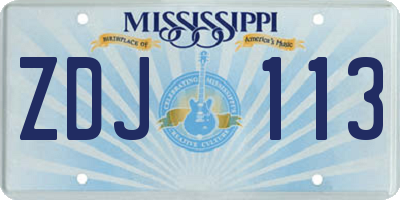 MS license plate ZDJ113