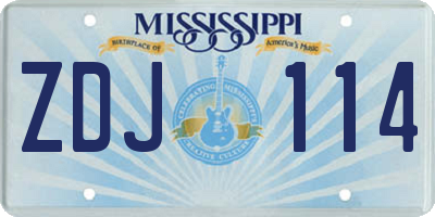 MS license plate ZDJ114