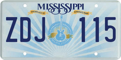 MS license plate ZDJ115