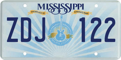 MS license plate ZDJ122