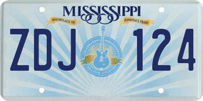 MS license plate ZDJ124