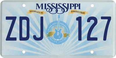 MS license plate ZDJ127