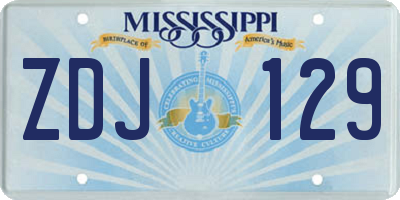 MS license plate ZDJ129