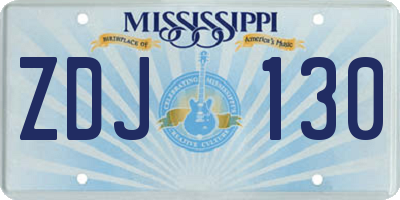 MS license plate ZDJ130