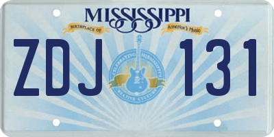 MS license plate ZDJ131