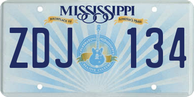 MS license plate ZDJ134