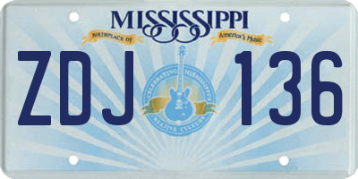 MS license plate ZDJ136