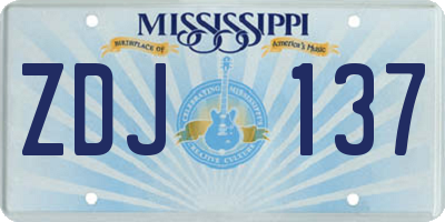 MS license plate ZDJ137