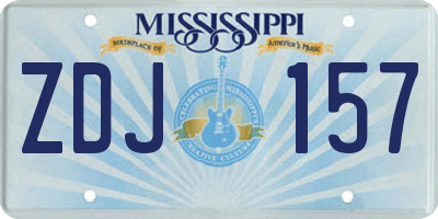 MS license plate ZDJ157