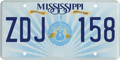 MS license plate ZDJ158